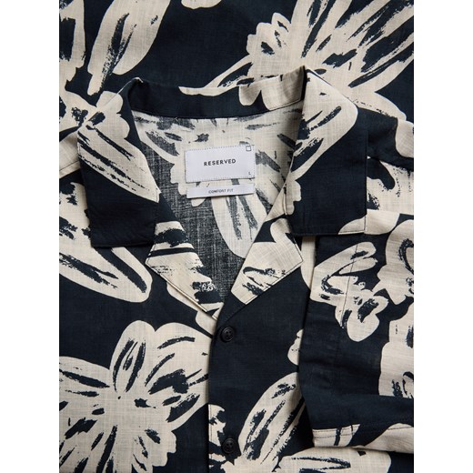 Reserved - Koszula comfort z domieszką lnu - czarny Reserved 3XL Reserved