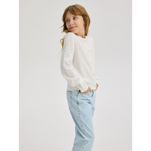 Reserved - Kardigan z ozdobnymi guzikami - złamana biel Reserved 134 (8 lat) Reserved