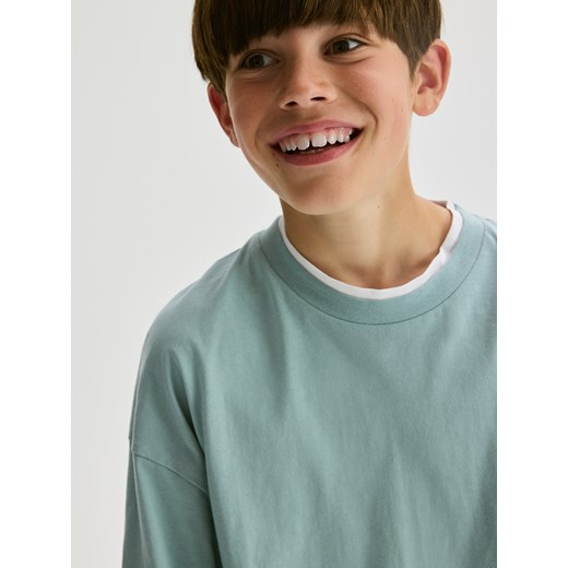 Reserved - Bawełniany t-shirt - miętowy Reserved 122/128 (6-8 lat) Reserved