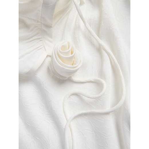 Reserved - Bluzka z ozdobnym wiązaniem - kremowy Reserved XL Reserved