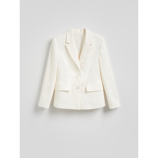 Reserved - Żakardowa marynarka slim fit - złamana biel Reserved M Reserved