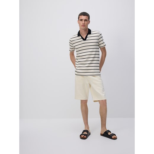 Reserved - Strukturalne polo regular fit - złamana biel Reserved XL Reserved