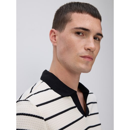 Reserved - Strukturalne polo regular fit - złamana biel Reserved XL Reserved