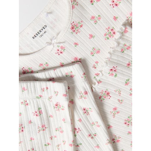Reserved - Dwuczęściowa piżama we wzory - złamana biel Reserved 134/140 (8-9 lat) Reserved