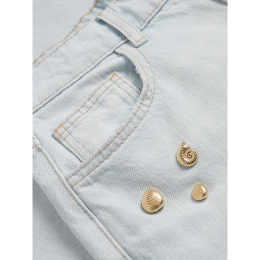 Reserved - Jeansy straight z aplikacjami - niebieski Reserved 34 Reserved