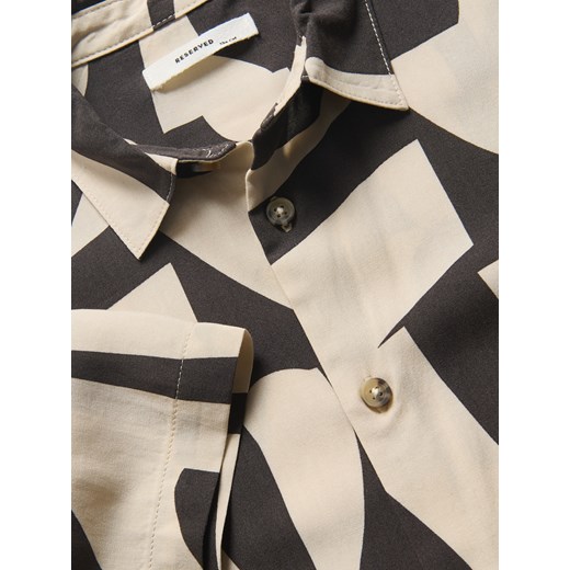 Reserved - Wzorzysta koszula - oliwkowy Reserved 134 (8 lat) Reserved