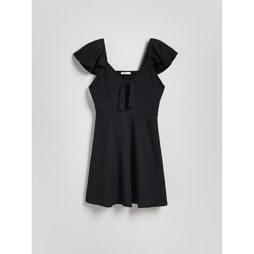Reserved - Sukienka mini z wiązaniem - czarny Reserved S Reserved