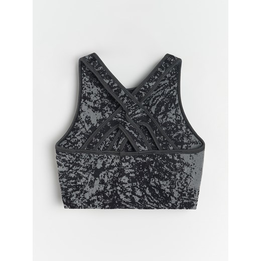 Sinsay - Top sportowy z wysokim dekoltem - szary Sinsay M/L Sinsay