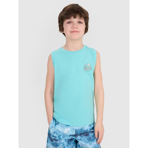 Chłopięcy top z nadrukiem 4F 4FJWSS25TSLEM162 - turkusowy ze sklepu Sportstylestory.com w kategorii T-shirty chłopięce - zdjęcie 179680932