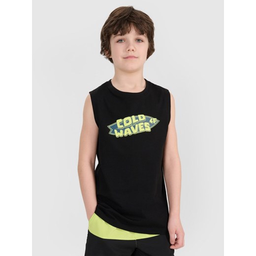 Chłopięcy top z nadrukiem 4F 4FJWSS25TSLEM164 - czarny ze sklepu Sportstylestory.com w kategorii T-shirty chłopięce - zdjęcie 179680944