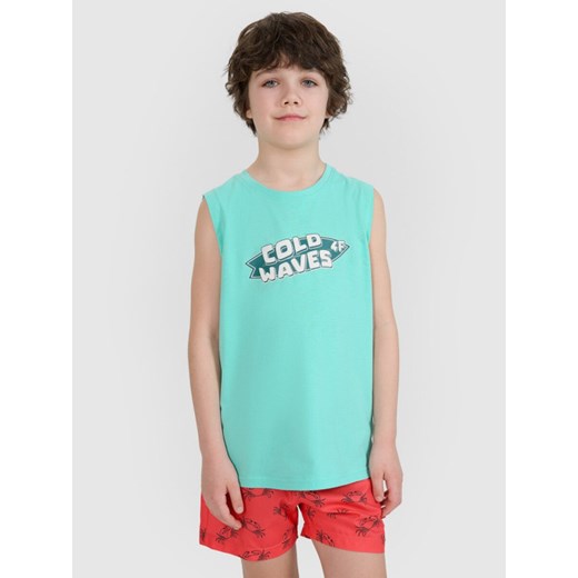 Chłopięcy top z nadrukiem 4F 4FJWSS25TSLEM164 - turkusowy ze sklepu Sportstylestory.com w kategorii T-shirty chłopięce - zdjęcie 179680950