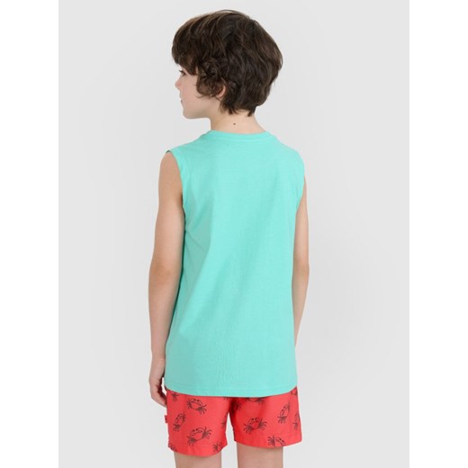 Chłopięcy top z nadrukiem 4F 4FJWSS25TSLEM164 - turkusowy ze sklepu Sportstylestory.com w kategorii T-shirty chłopięce - zdjęcie 179680951