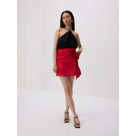 Reserved - Spódnica z naszywanymi kwiatami - czerwony Reserved S Reserved
