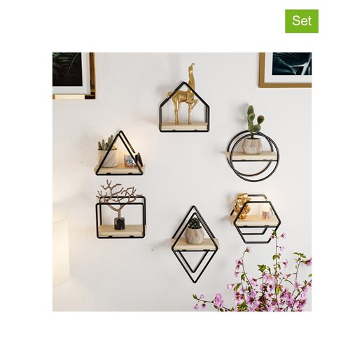 Scandinavia Concept Regały ścienne (6 szt.) w kolorze jasnobrązowo-czarnym - 15 x 10 x 17 cm ze sklepu Limango Polska w kategorii Regały i witryny - zdjęcie 179681782