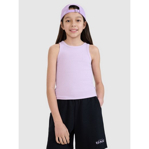 Dziewczęcy top basic 4F 4FJWSS25TSLEF111 - różowy ze sklepu Sportstylestory.com w kategorii Bluzki dziewczęce - zdjęcie 179684840