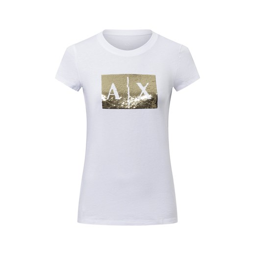 Armani Exchange Koszulka damska Kobiety Bawełna biały jednolity ze sklepu vangraaf w kategorii Bluzki damskie - zdjęcie 179688624
