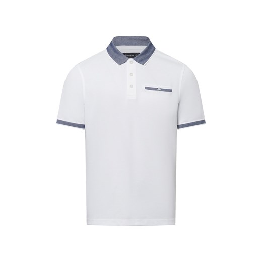 Bugatti Męska koszulka polo Mężczyźni Bawełna biały jednolity ze sklepu vangraaf w kategorii T-shirty męskie - zdjęcie 179688632