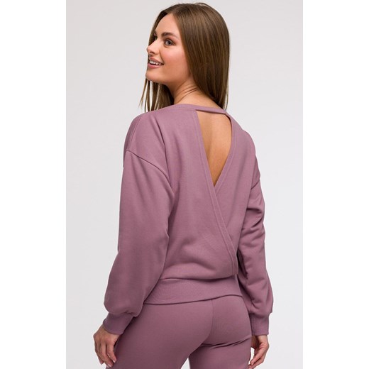 Bluza damska z otwartymi plecami wrzosowa B293, Kolor wrzosowy, Rozmiar L, BeWear ze sklepu Primodo w kategorii Bluzy damskie - zdjęcie 179692284