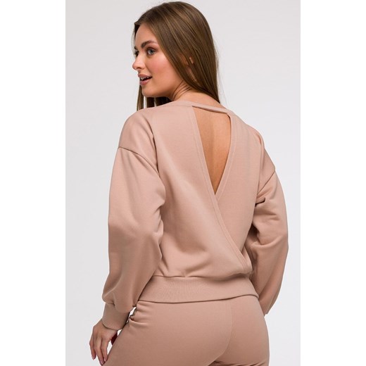 Bluza damska z otwartymi plecami mokka B293, Kolor mocca, Rozmiar L, BeWear ze sklepu Primodo w kategorii Bluzy damskie - zdjęcie 179692294
