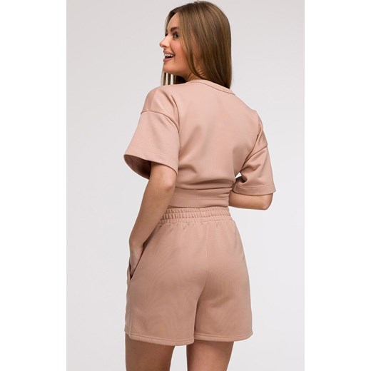 Bluza damska oversize z krótkimi rękawami mokka B294, Kolor mocca, Rozmiar 2XL/3XL, BeWear ze sklepu Primodo w kategorii Bluzki damskie - zdjęcie 179692324