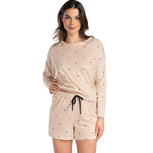 Dwuczęściowa piżama damska Delphine, Kolor beżowy-wzór, Rozmiar M, BELLE REVERIE ze sklepu Intymna w kategorii Piżamy damskie - zdjęcie 179693323
