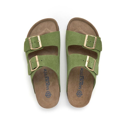 SABOKETS Skórzane klapki w kolorze zielonym Sabokets 39 wyprzedaż Limango Polska