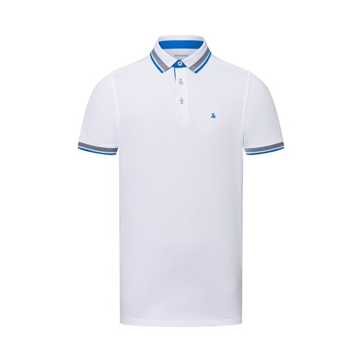 Jack & Jones Męska koszulka polo Mężczyźni Bawełna biały jednolity ze sklepu vangraaf w kategorii T-shirty męskie - zdjęcie 179695391