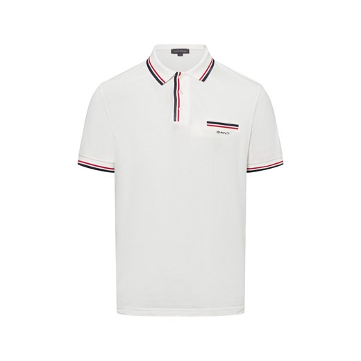Gant Męska koszulka polo Mężczyźni Bawełna biały jednolity ze sklepu vangraaf w kategorii T-shirty męskie - zdjęcie 179695393