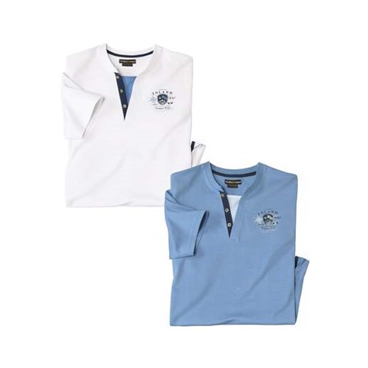 Zestaw 2 koszulek z fantazyjnym dekoltem Oceanic Island ze sklepu Atlas For Men w kategorii T-shirty męskie - zdjęcie 179695511