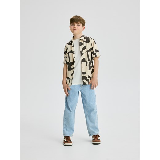 Reserved - T-shirt oversize z nadrukiem - złamana biel Reserved 116 (5-6 lat) Reserved