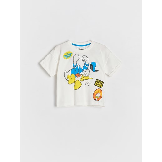 Reserved - T-shirt Kaczor Donald - złamana biel Reserved 86 (12-18 m.) okazja Reserved