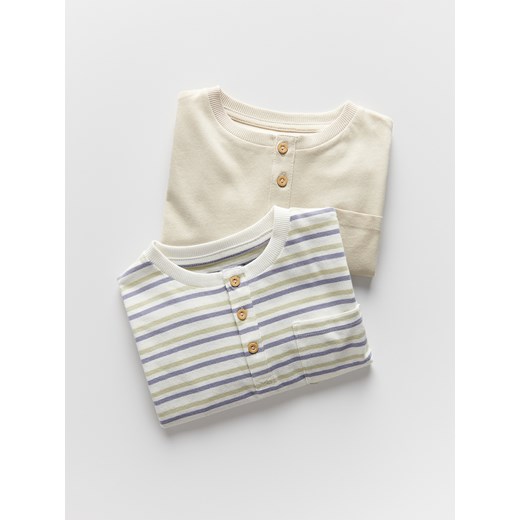 Reserved - Bawełniany longsleeve 2 pack - beżowy ze sklepu Reserved w kategorii T-shirty chłopięce - zdjęcie 179695964