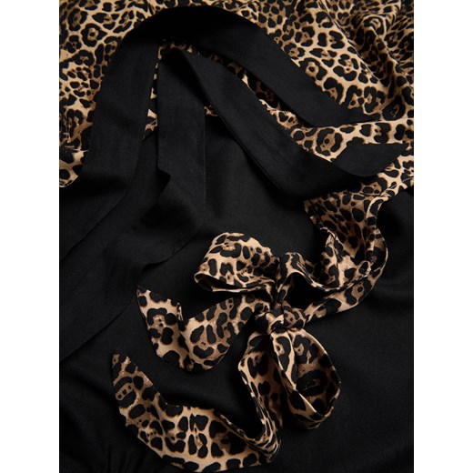 Reserved - Narzutka plażowa z domieszką lnu - czarny Reserved S/M Reserved