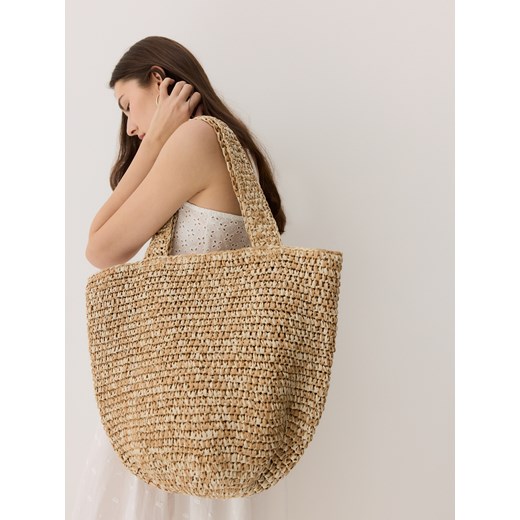 Reserved - Pleciona torebka shopper - beżowy ze sklepu Reserved w kategorii Torby letnie - zdjęcie 179696200