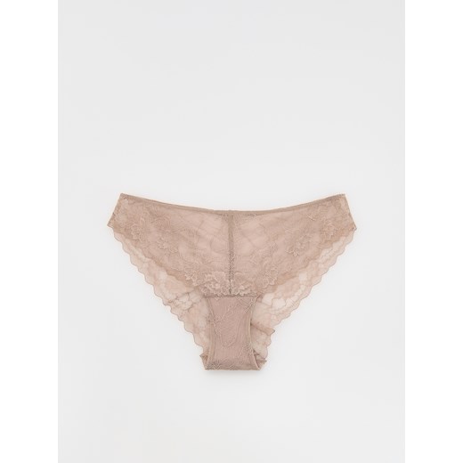 Reserved - Koronkowe majtki figi - brązowy Reserved XS Reserved