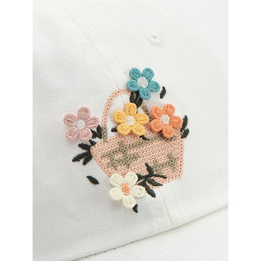 Reserved - Czapka z aplikacją w kwiaty - złamana biel Reserved 9-13 lat Reserved