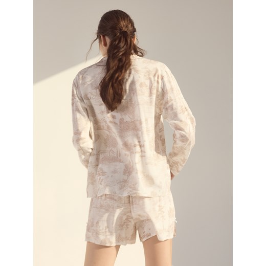 Reserved - Dwuczęściowa piżama ze wzorem - beżowy Reserved XXL Reserved