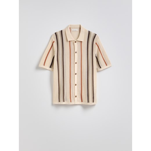 Reserved - Ażurowy sweter w paski - beżowy Reserved S Reserved