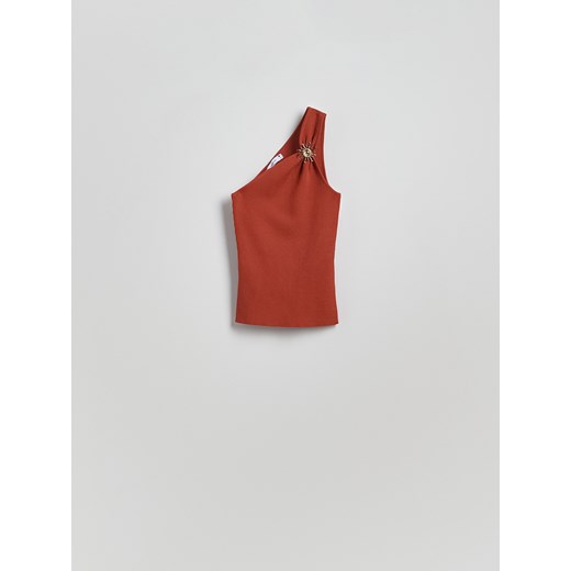 Reserved - Asymetryczny top z detalem - intenstywna czerwień Reserved L Reserved