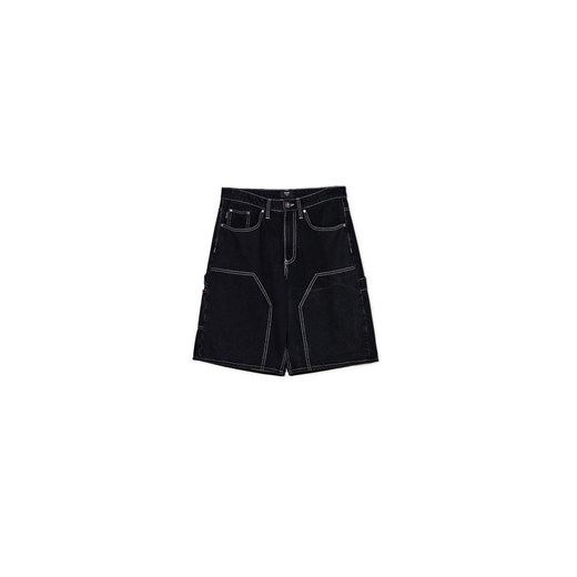 Cropp - Jeansowe szorty baggy z kontrastowymi przeszyciami - czarny ze sklepu Cropp w kategorii Spodenki męskie - zdjęcie 179699284