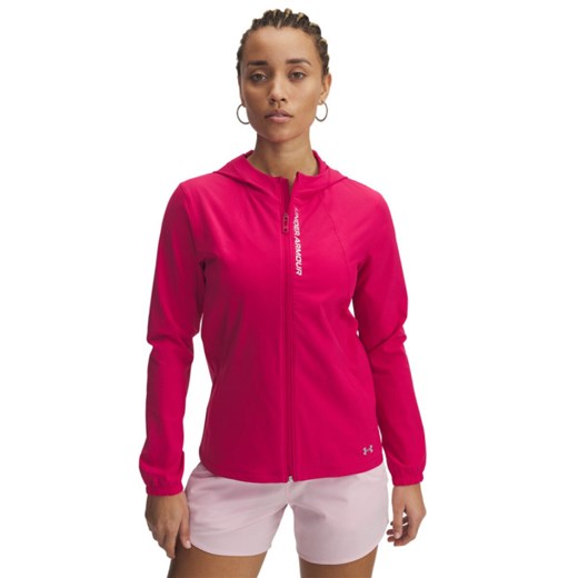 Damska kurtka do biegania Under Armour UA OutRun the Storm Jacket - różowa ze sklepu Sportstylestory.com w kategorii Kurtki damskie - zdjęcie 179699924