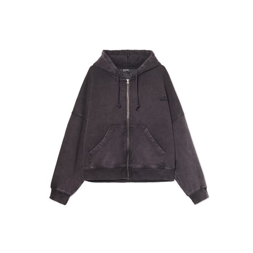 Cropp - Rozpinana czarna bluza z efektem sprania - czarny ze sklepu Cropp w kategorii Bluzy męskie - zdjęcie 179701274