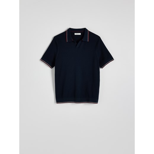 Reserved - Bawełniany sweter polo - granatowy ze sklepu Reserved w kategorii Swetry męskie - zdjęcie 179702553