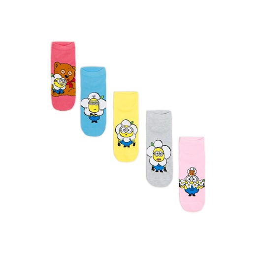 Cropp - 5 pack skarpet z Minionkami w kwiatkach - wielobarwny ze sklepu Cropp w kategorii Skarpetki damskie - zdjęcie 179706694