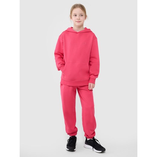 Dziewczęce spodnie dresowe joggery 4F 4FJWSS25TTROF1187 - różowe ze sklepu Sportstylestory.com w kategorii Spodnie dziewczęce - zdjęcie 179707763