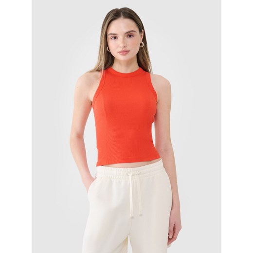 Damski top basic 4F 4FWSS25TSLEF119 - czerwony ze sklepu Sportstylestory.com w kategorii Bluzki damskie - zdjęcie 179708224