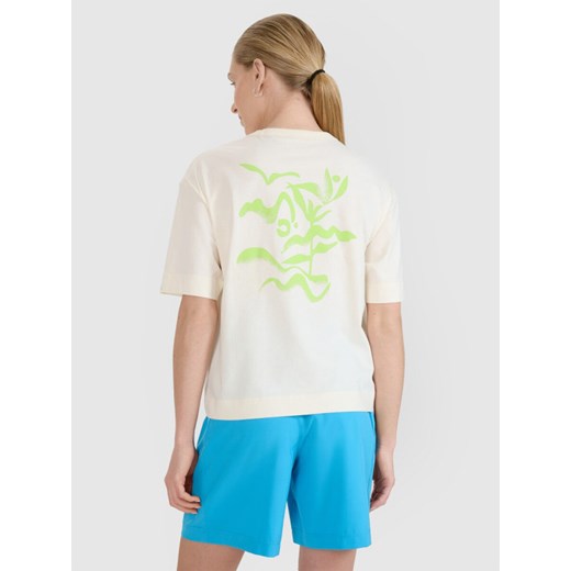 Damski t-shirt z nadrukiem 4F 4FWSS25TTSHF1967 - biały ze sklepu Sportstylestory.com w kategorii Bluzki damskie - zdjęcie 179708304