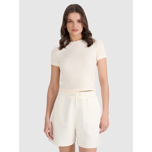 Damski t-shirt basic 4F 4FRSS25TTSHF2749 - biały ze sklepu Sportstylestory.com w kategorii Bluzki damskie - zdjęcie 179708422
