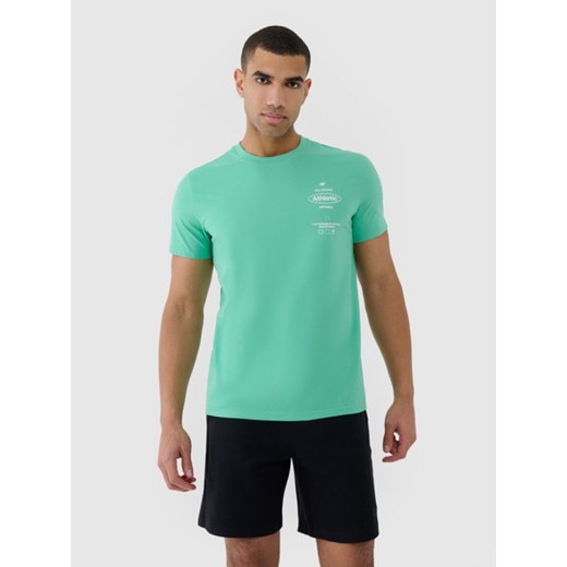 Męski t-shirt z nadrukiem 4F 4FRSS25TTSHM2688 - zielony ze sklepu Sportstylestory.com w kategorii T-shirty męskie - zdjęcie 179708471