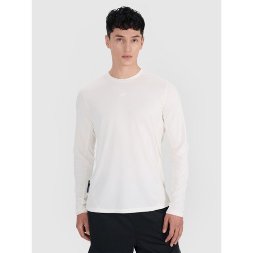 Męski longsleeve do koszykówki 4F 4FRSS25TFLOM484 - biały ze sklepu Sportstylestory.com w kategorii T-shirty męskie - zdjęcie 179708672